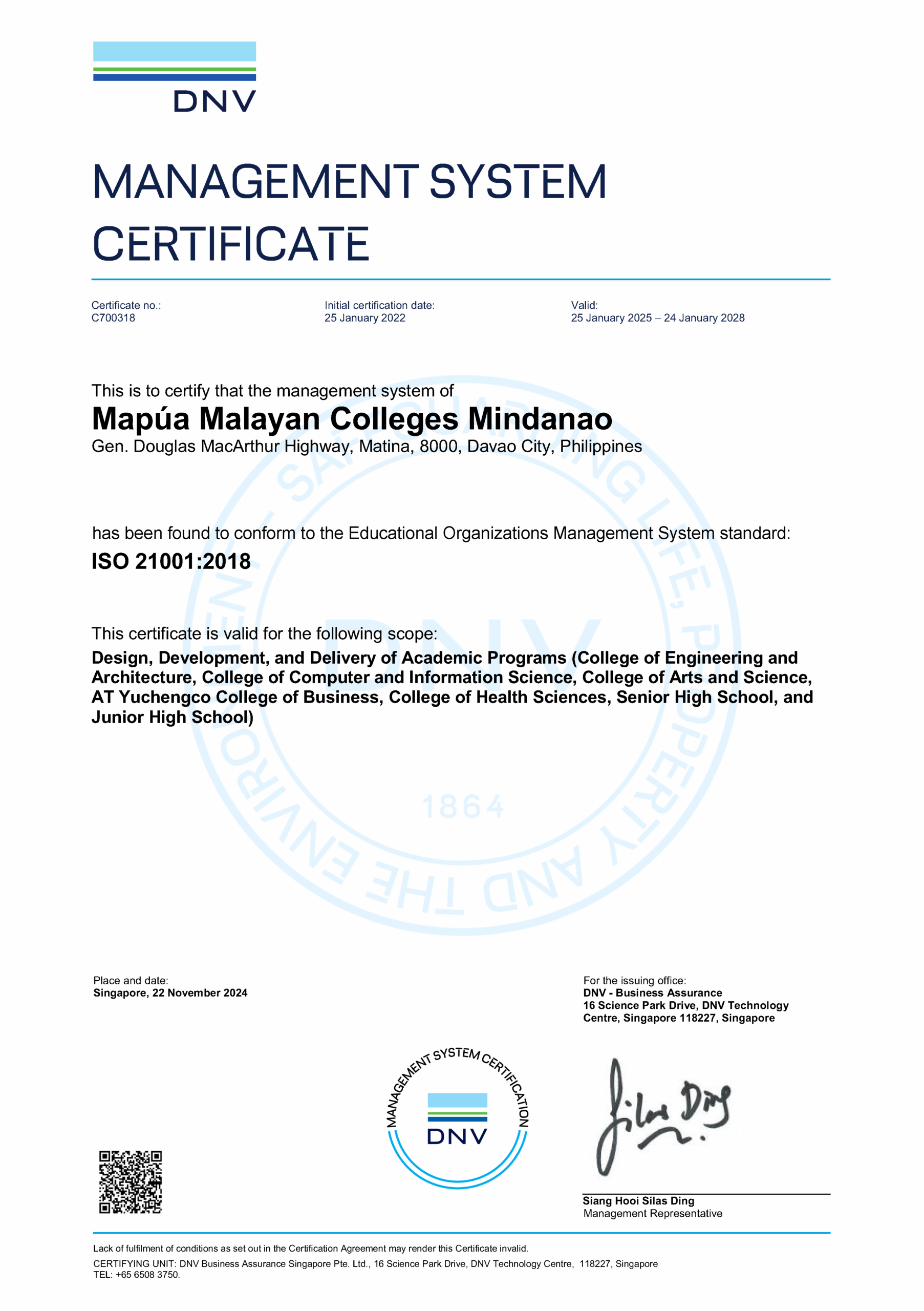 2024 ISO 21001 Re-Certification