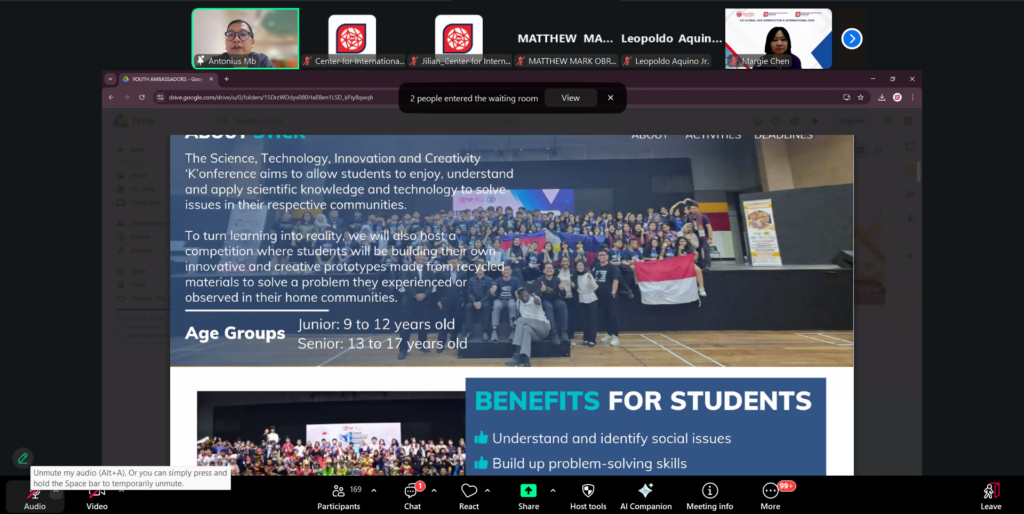 Mr antonius malem barus s kom  m med kom program director of youth ambassadors presents their international program offering