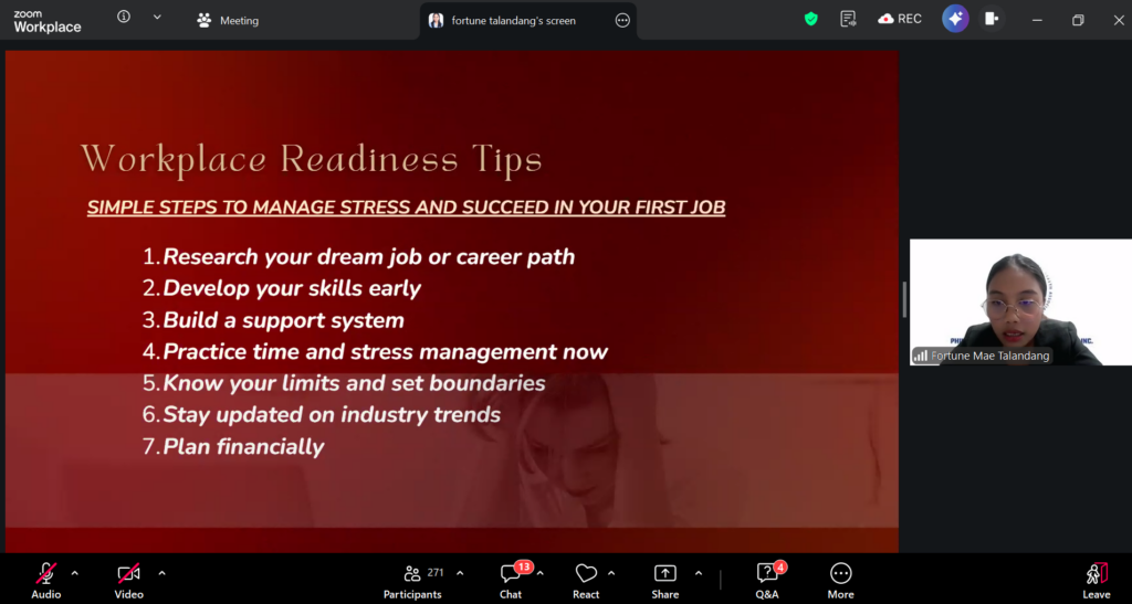 Stress management for future professionals with ms fortune talandang psychology professional and mental health advocate of philippine mental health association   davao city chapter