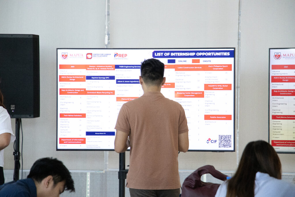Student checking the shopping list of available internship opportunities for the students by the participating industry partners