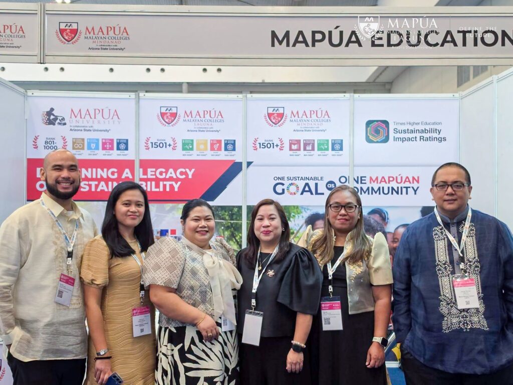 Left to right representing mapúa mcm are mr Josef mika el del corro director of the innovations in digital environments and learning solutions ideals and ms Marycon c Delos reyes director of the center for service learning and community engagement csce Joining them are kathlia d C Cruz director of the institute for global sustainability mapúa university atty Denise jordan p Arenillo of the legal compliance and sustainability office of ipeople inc  anna binayug international rankings specialist of mapúa university and prof James ronald o Mesina vice president for external linkages internationalization and transnational education of mapúa malayan colleges laguna Photo courtesy of mapúa malayan colleges laguna