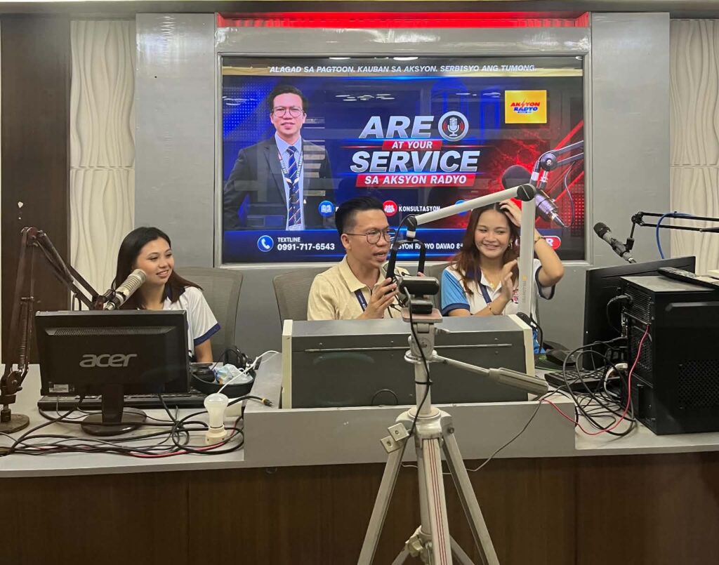 3rd year ba communication students with sir apolinario bayno jr During the live radio segment