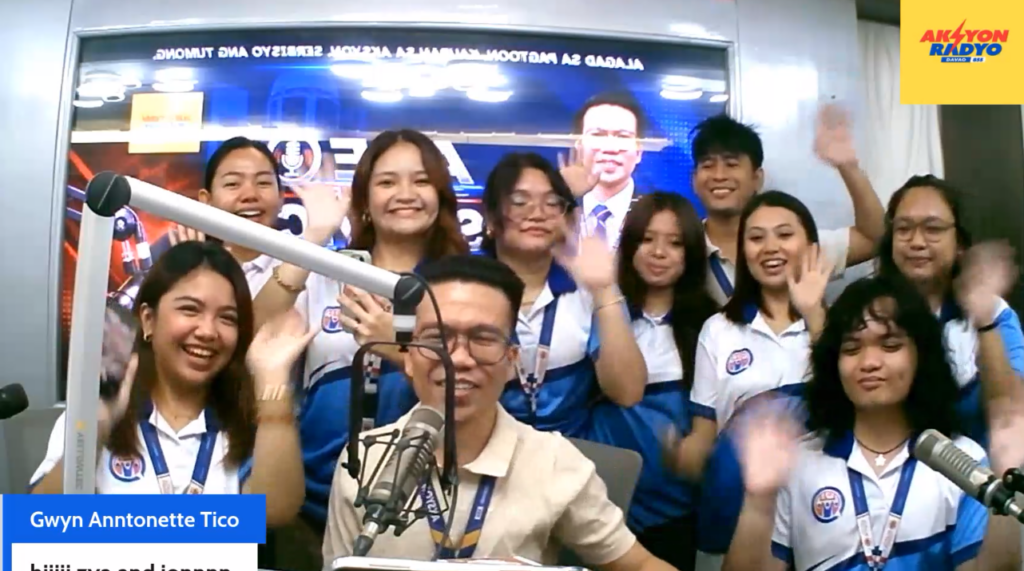 3rd year ba communication students with sir apolinario bayno jr During the live radio segment