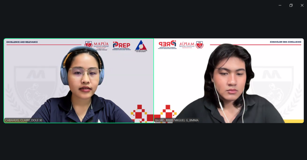 Ms Claire cabahug from dole cfo xi interviewing jules bajao a multimedia arts student
